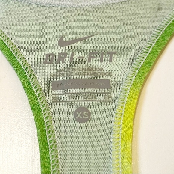 Nike Dri-Fit Sleeveless Racerback Drawstring green, yellow, white, Dress. XS - Picture 8 of 8